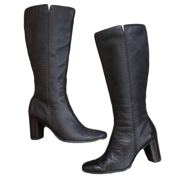 Coldwater Creek heeled Leather whipstitched zipper boots size 6.5 - Picture 1 of 11